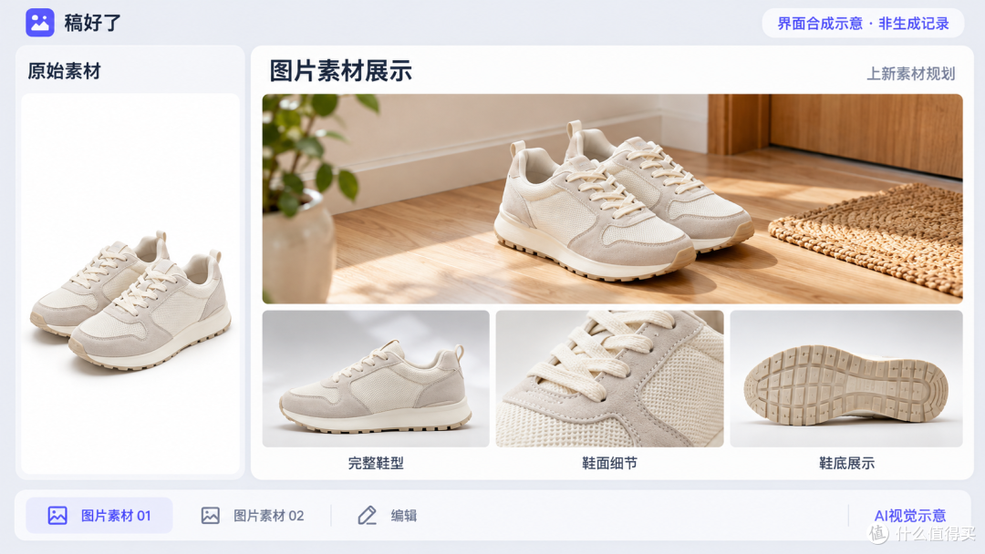 运动鞋上新图怎么成套?3款工具的亮点与素材安排