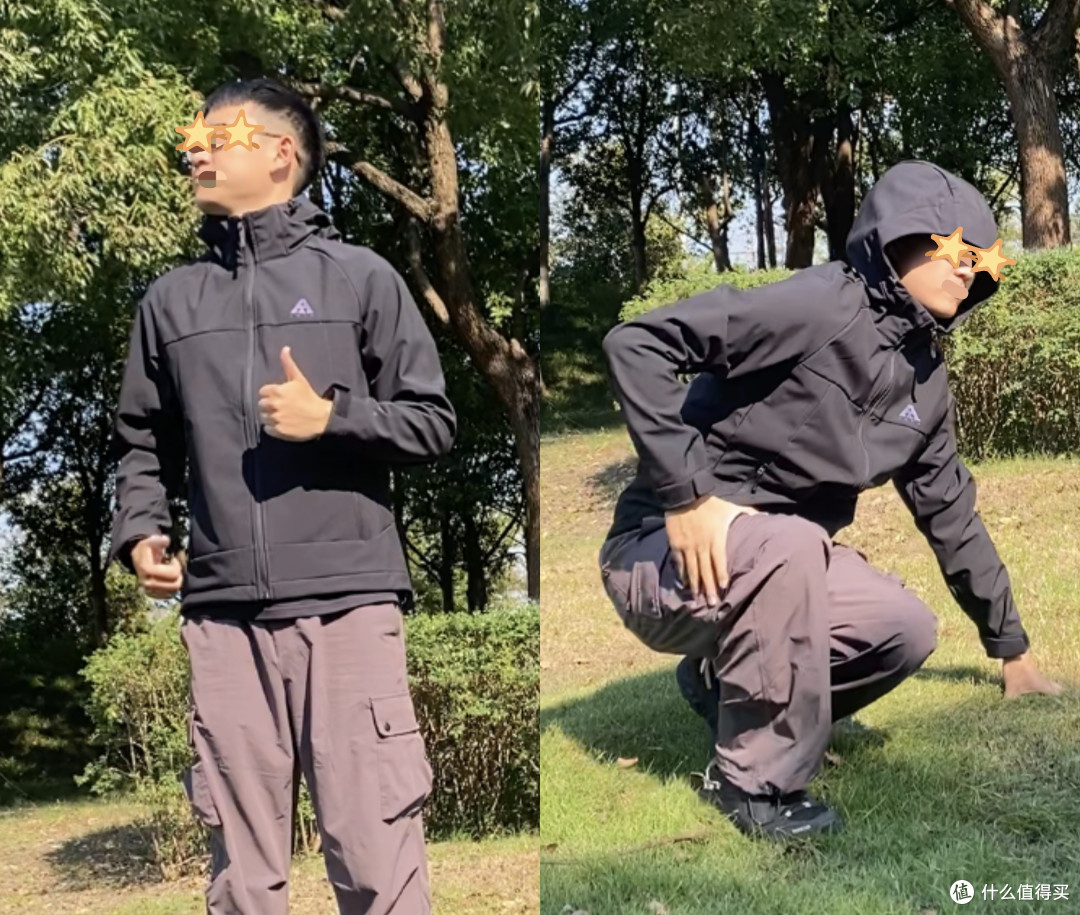 加绒软壳做动作非常方便，日常露营神衣