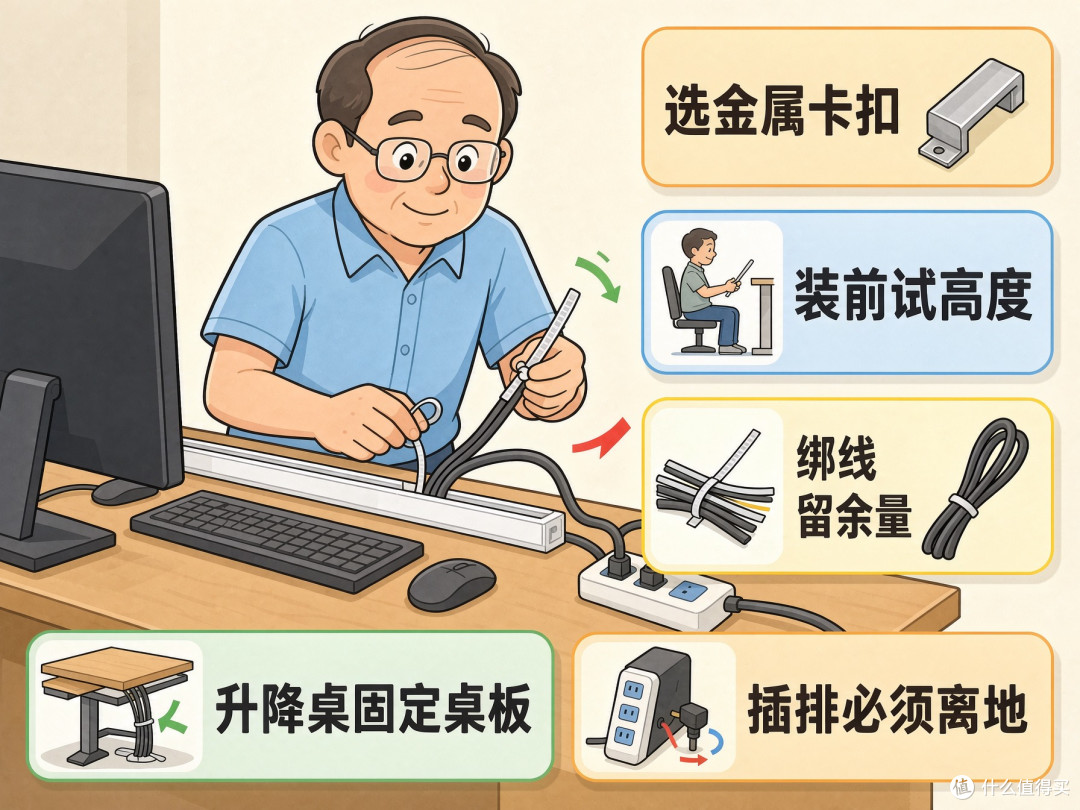 中年男人的整理乐趣|几十块预算五件小物解决桌下走线混乱问题