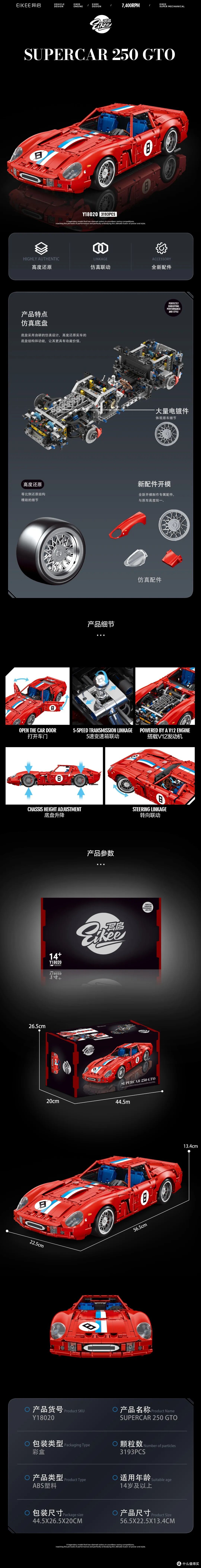 异启 10 月新品｜1:8 大比例250 GTO科技组跑车+ 1:14卡车双登场