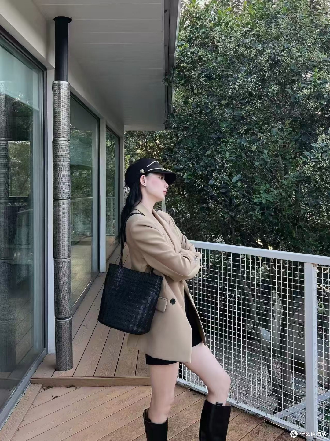 简约风头层羊皮编织包 通勤大容量单肩水桶包女