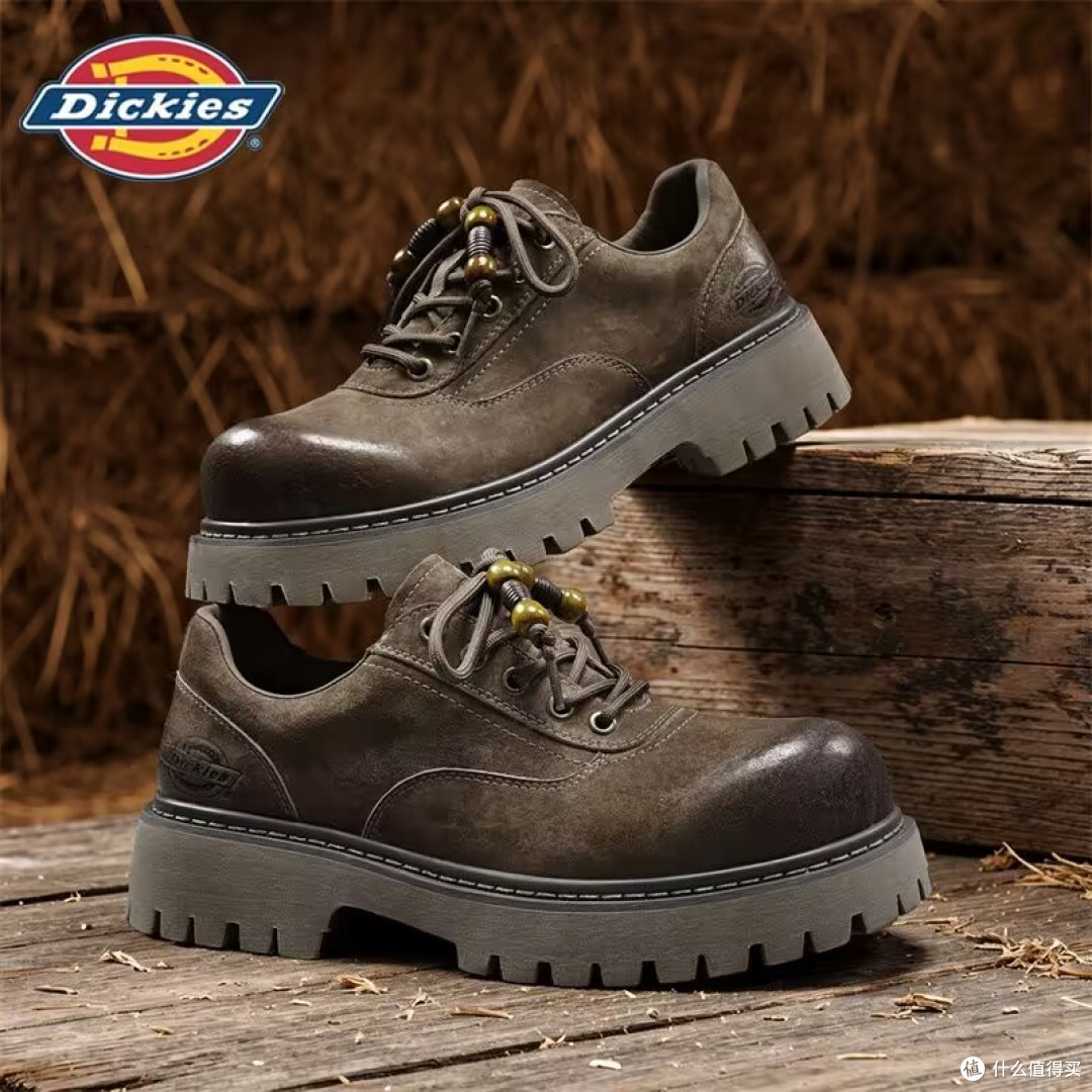 男生秋冬鞋柜刚需✨Dickies 棕色德比工装靴