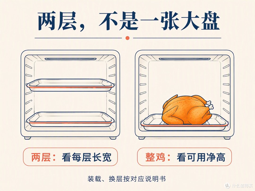 两层是两个摆放位置，不是一张更宽的烤盘。
