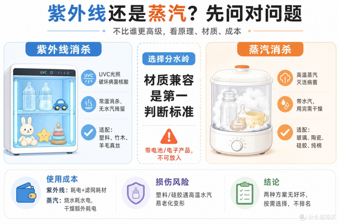 消毒柜选紫外线还是蒸汽?原理、材质与成本一次讲清