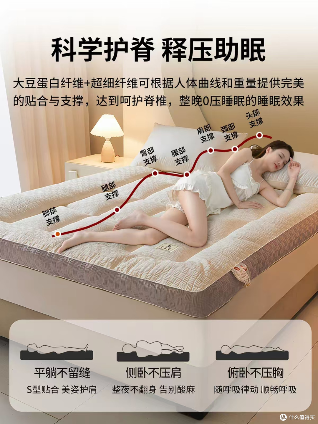 大豆纤维软垫床褥，家用卧室榻榻米床垫，180×200 租房专用褥子