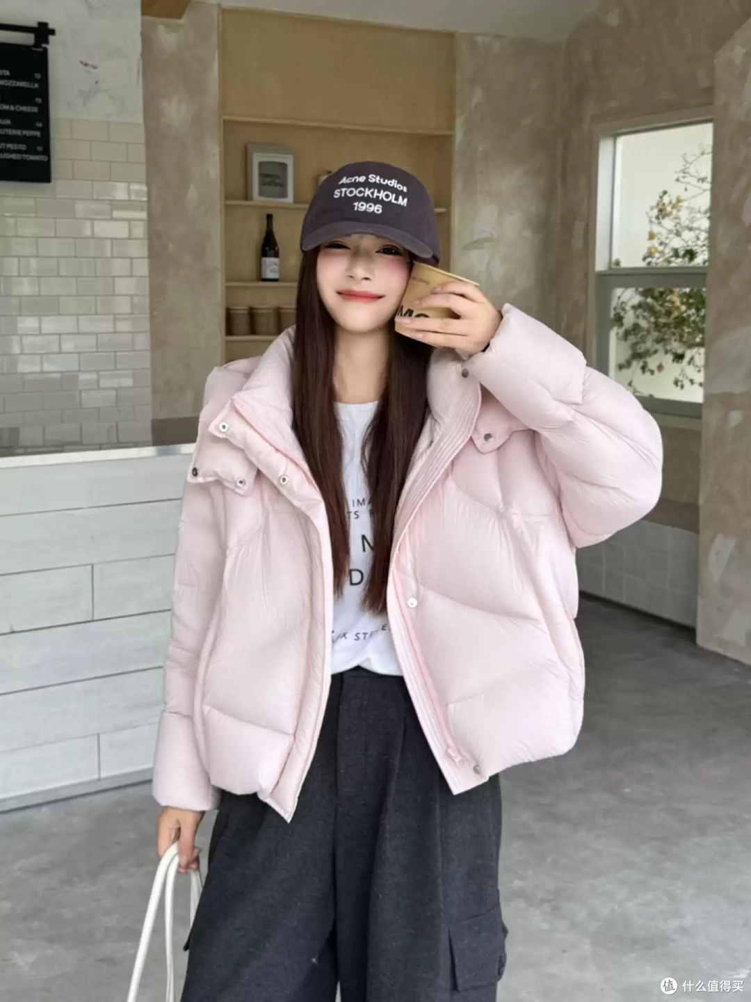 MSHR 短款连帽面包羽绒服,冬季宽松显瘦加厚保暖外套