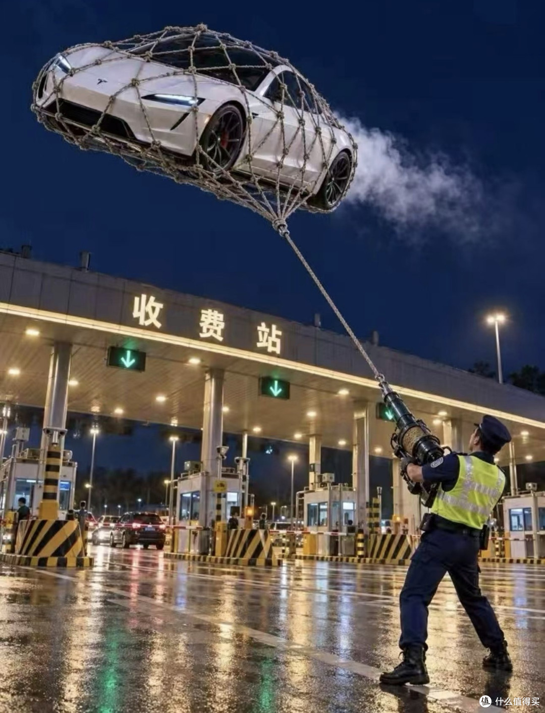 脑洞封神!特斯拉闯收费站,各种拦截手段齐上阵