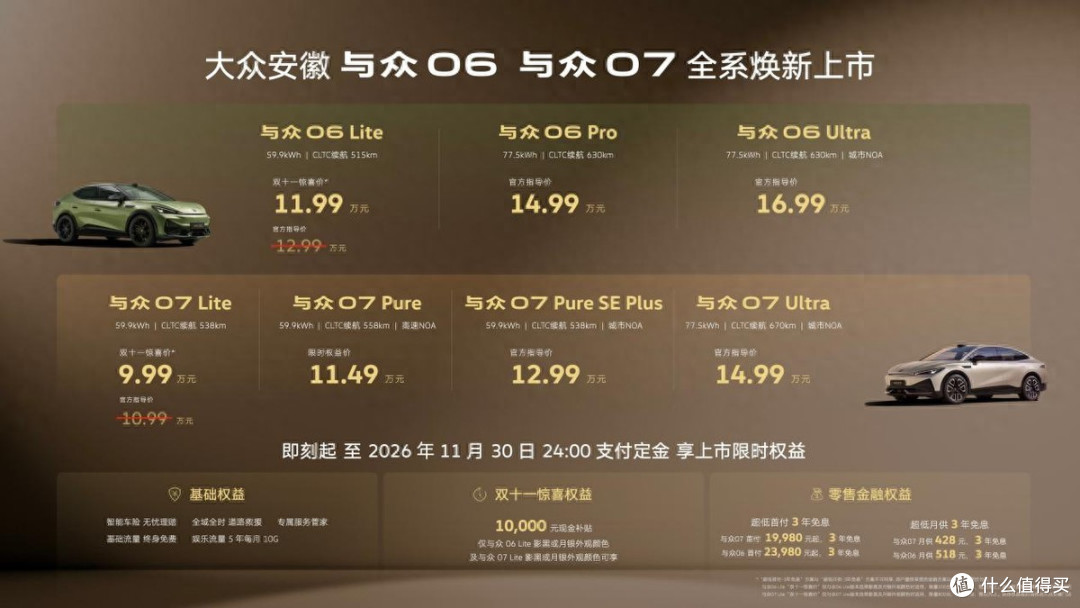 大众安徽与众06、与众07焕新上市：9.99万起配激光雷达+城市NOA！