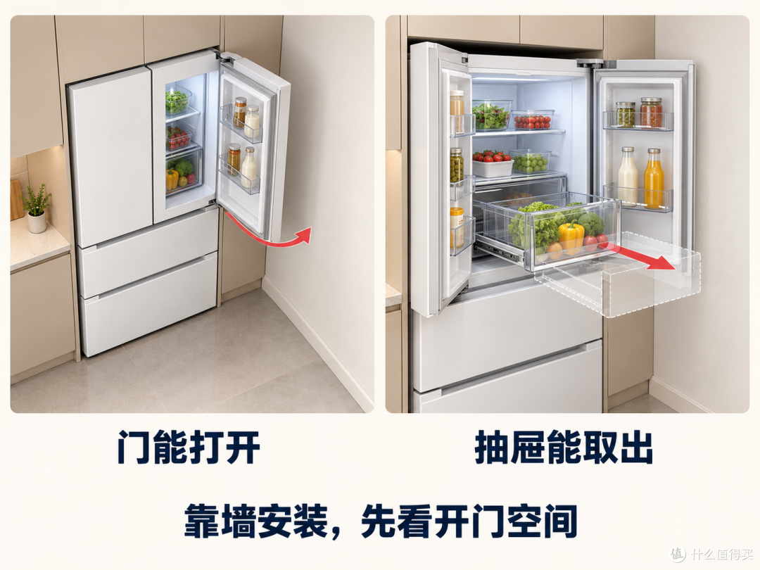 检查开门空间和抽屉取出空间