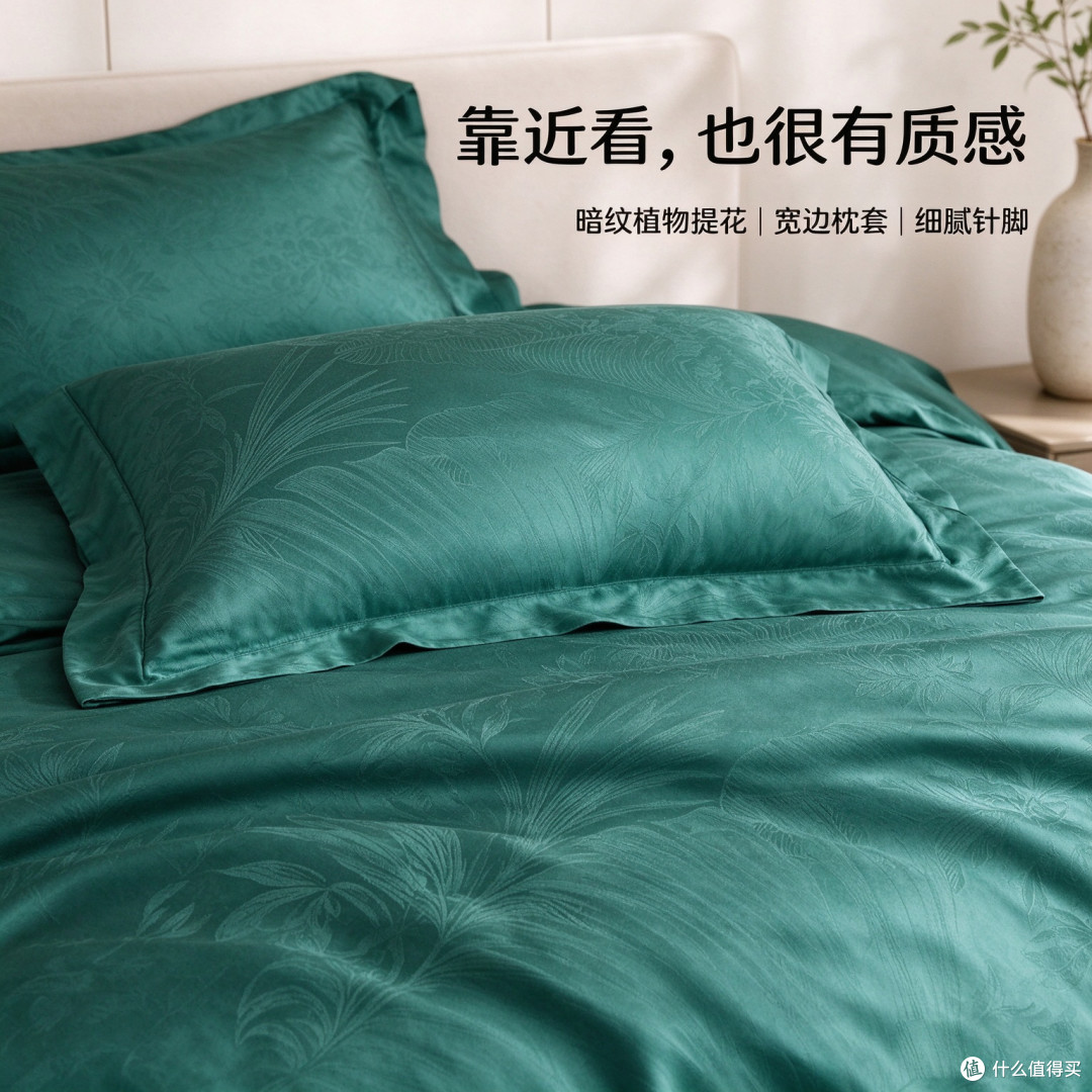 卧室治愈好物！挖到这套100 支纯棉秘境绿四件套
