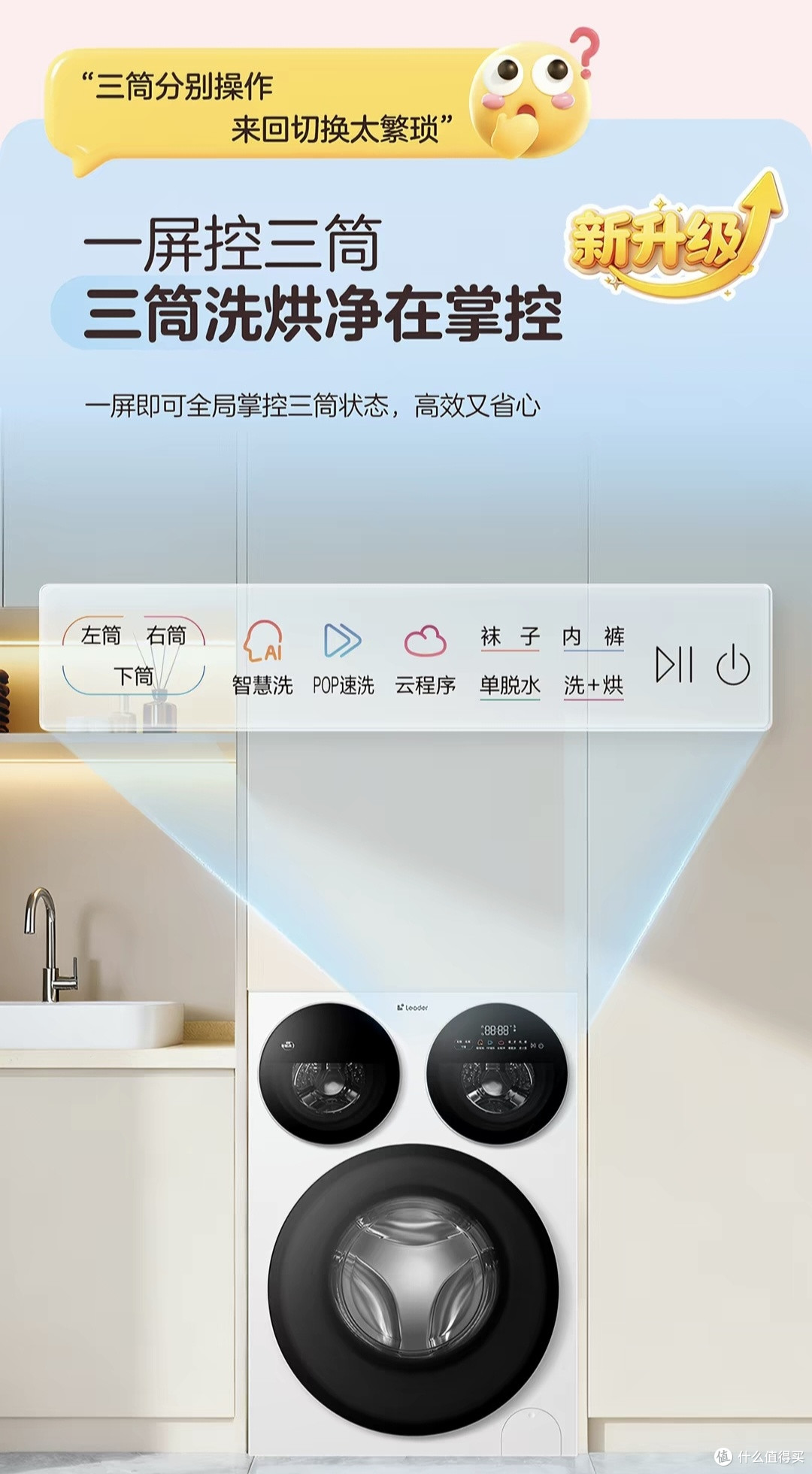 实测统帅懒人三筒智慧版,男人的家务减负神器