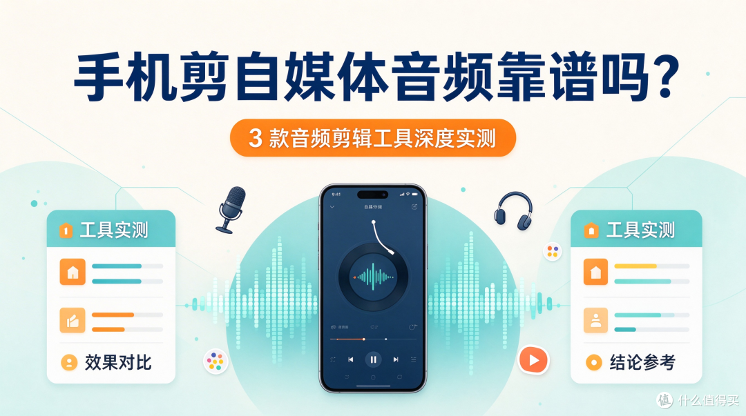 手机剪自媒体音频靠谱吗?3 款音频剪辑工具深度实测