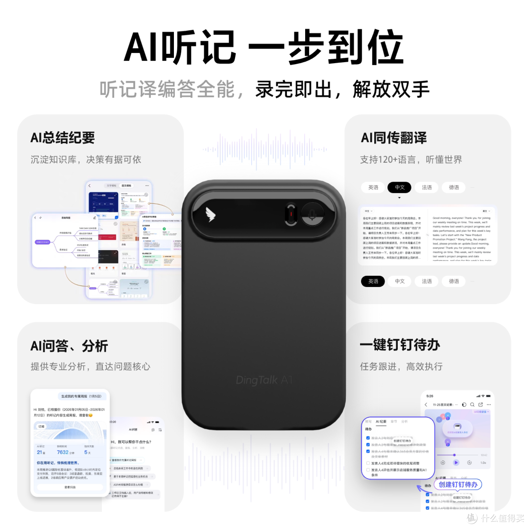 职场效率神器|钉钉 DingTalk A1 AI 录音卡片,会议自动转写纪要