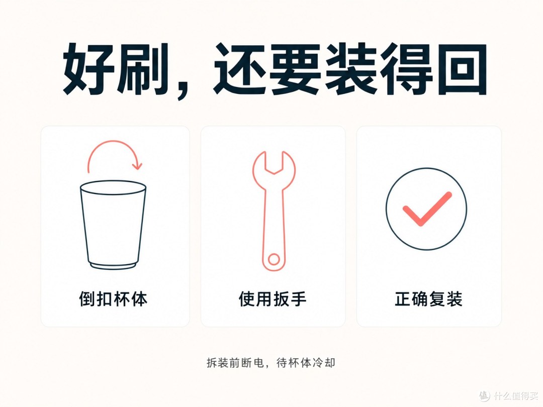 可拆刀座多了一条清洁路径，也多了拆装步骤。