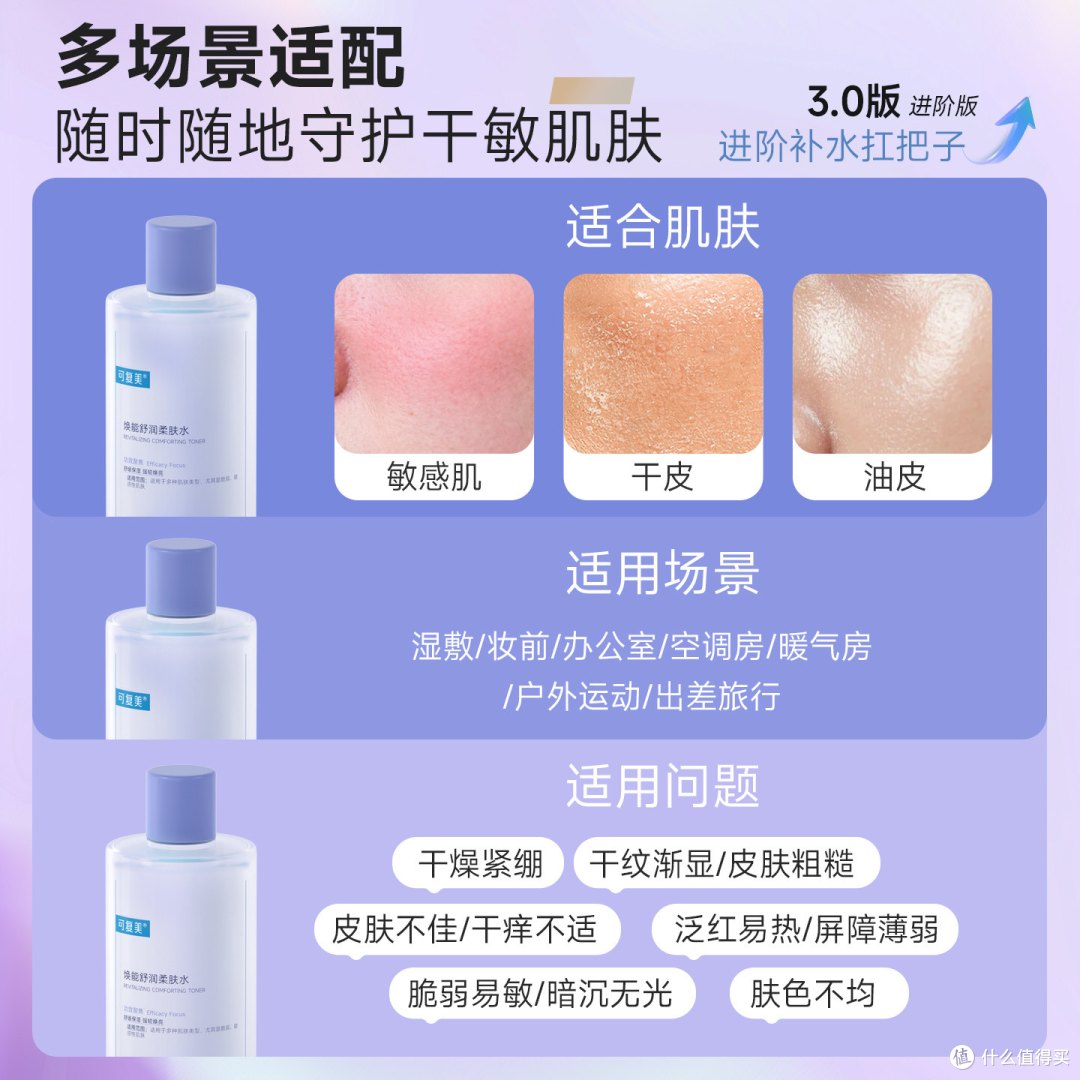 可复美焕能舒润柔肤水 500ml|敏感肌大容量爽肤水实测