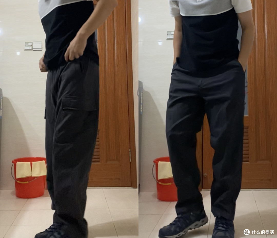 两款裤子上身效果