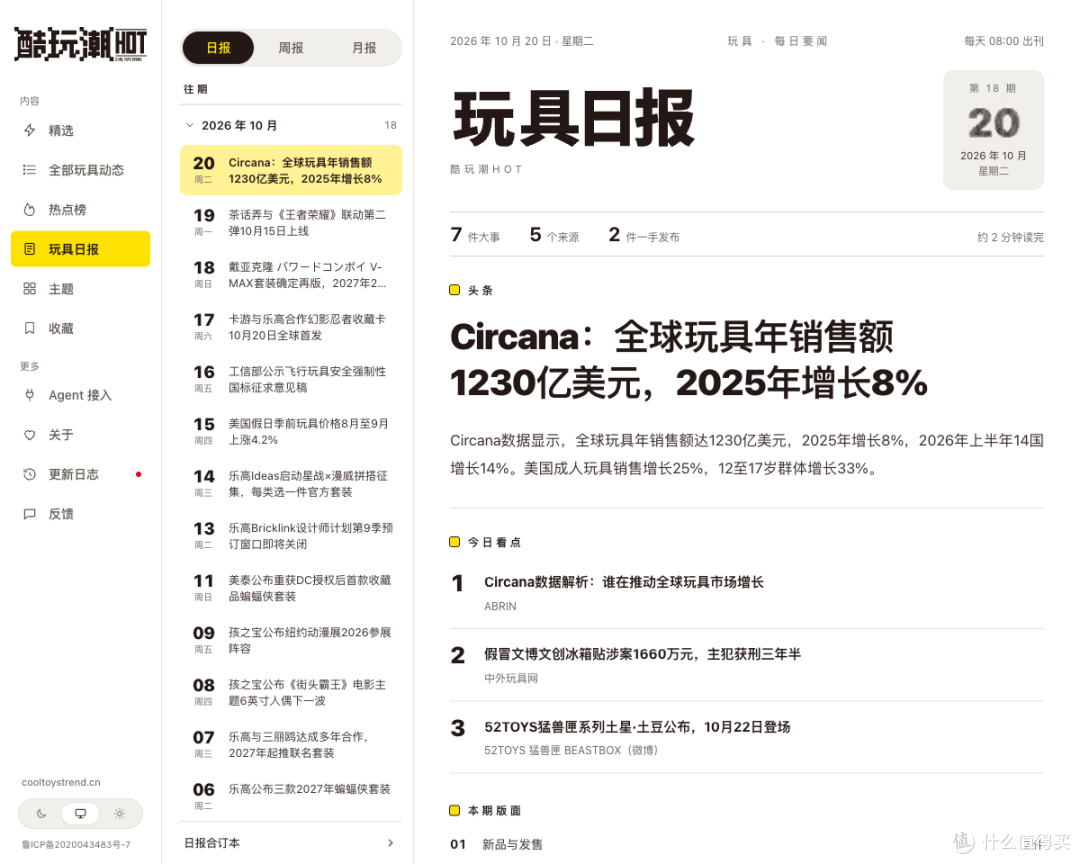 没空逐条翻，就先读一份玩具日报