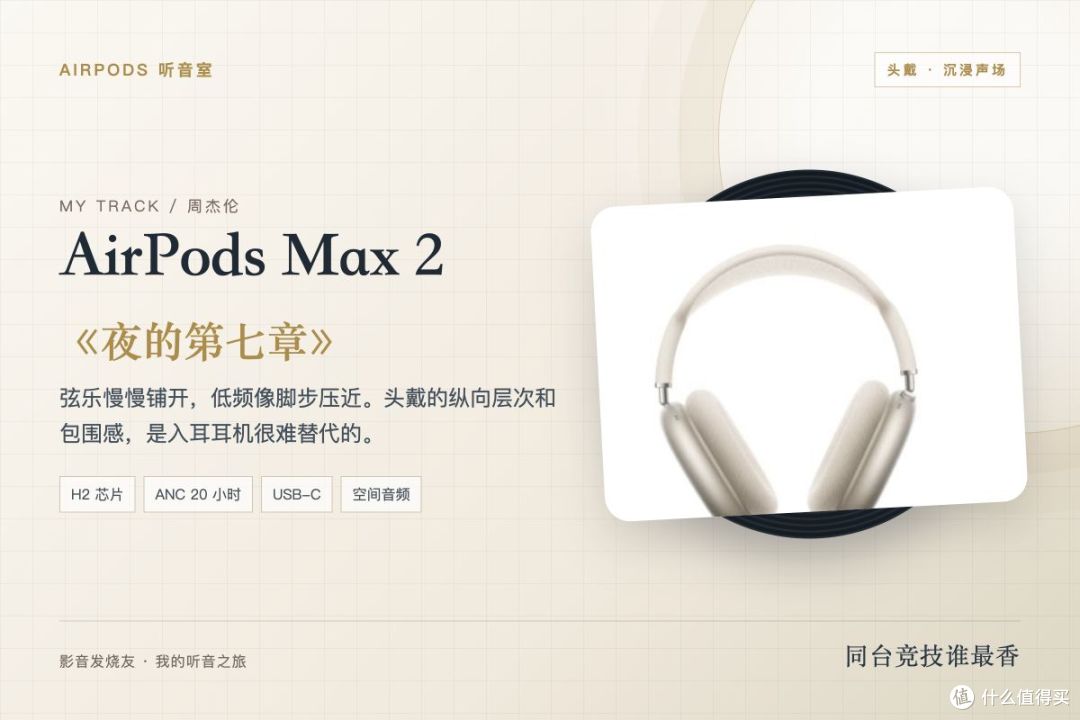 AirPods Max 2 配《夜的第七章》：声场铺开，像一场沉浸的电影。