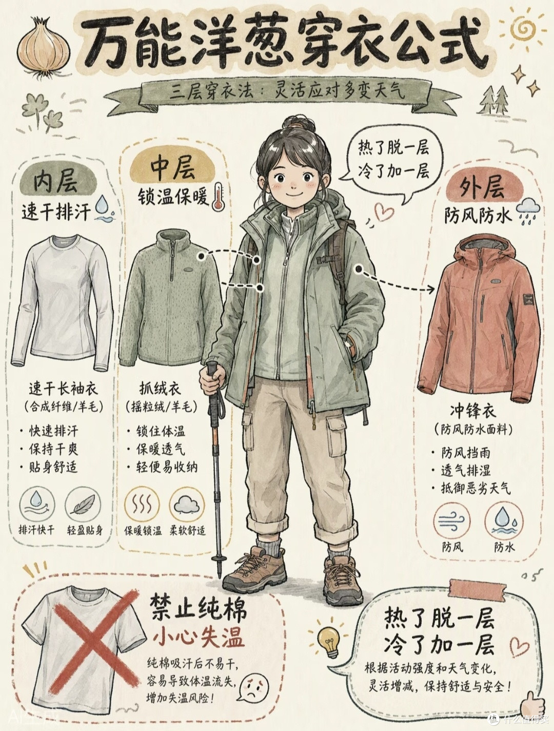 洋葱叠穿户外实测｜徒步露营轻暖穿搭，活动无束缚