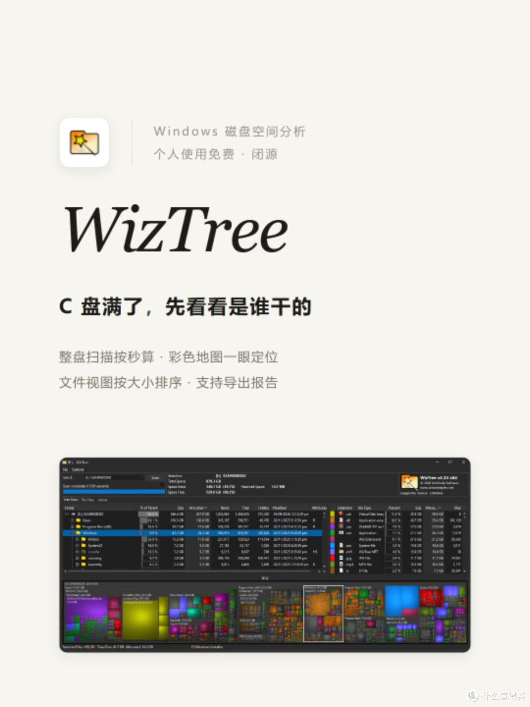 磁盘分析天花板✨WizTree,告别漫长扫描等待