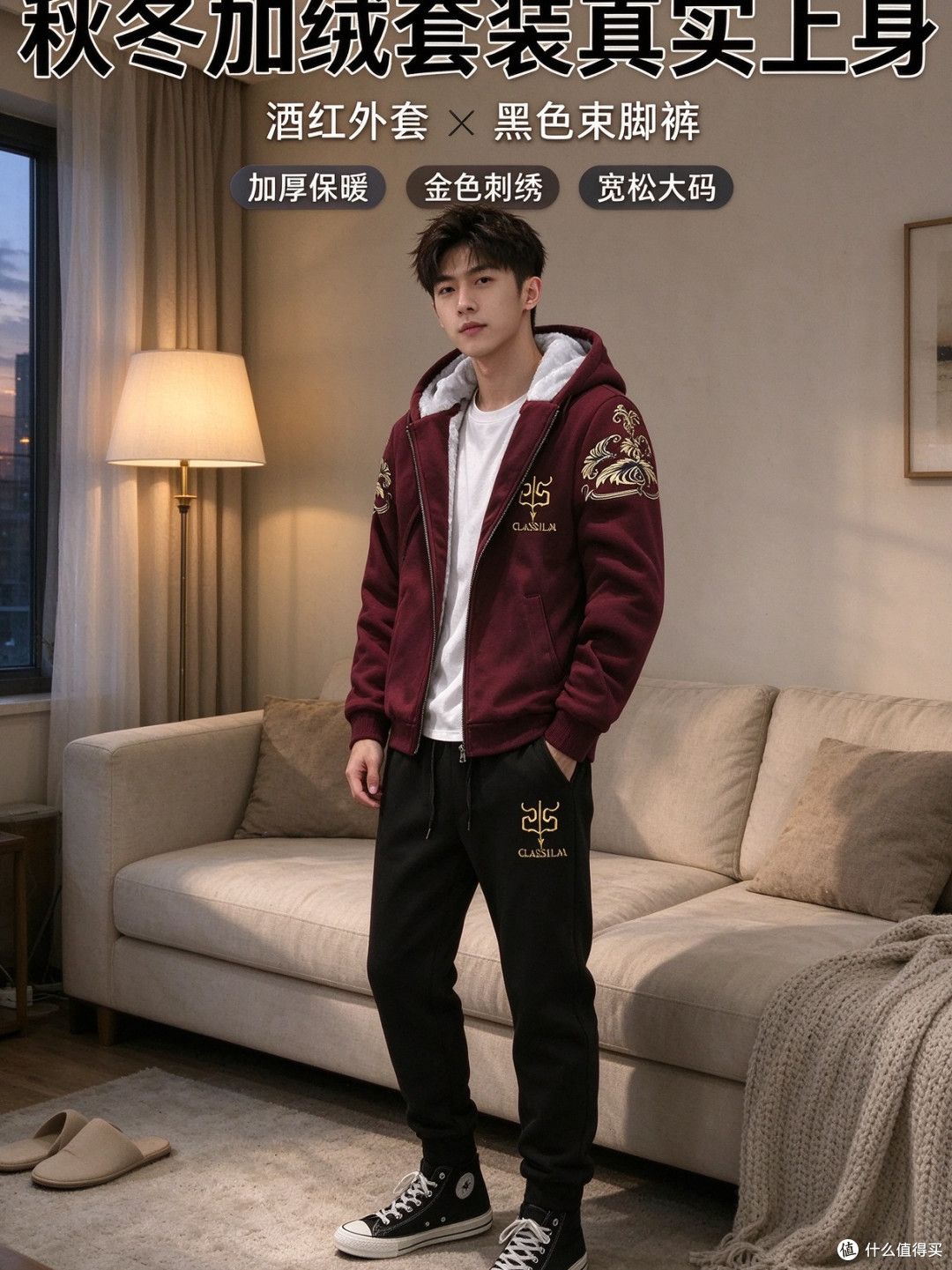 大码男生找到合身加绒套装不容易