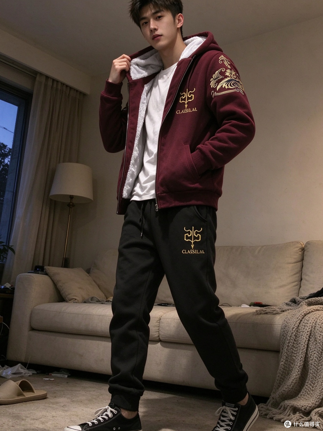 大码男生找到合身加绒套装不容易