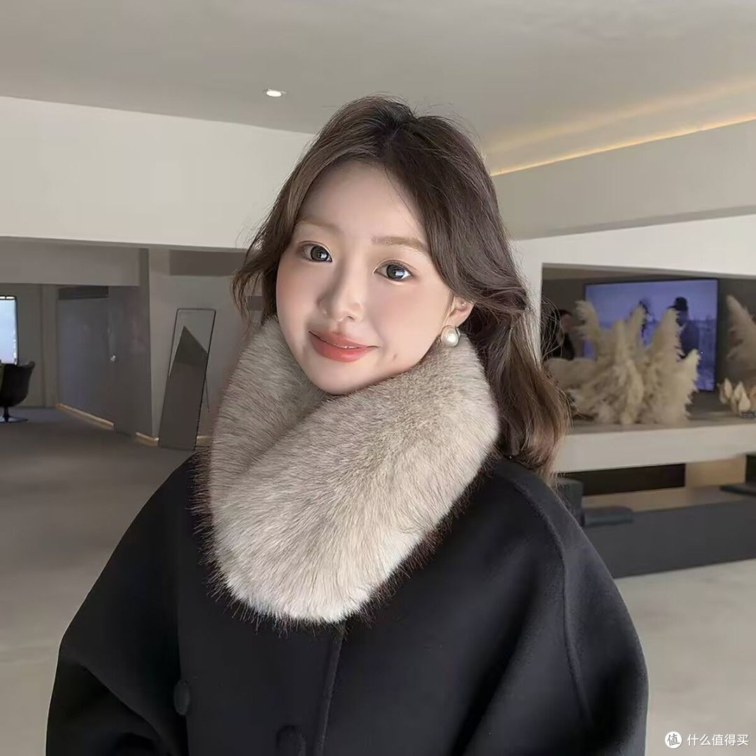 韩系显贵！磁吸仿狐狸毛双面围脖