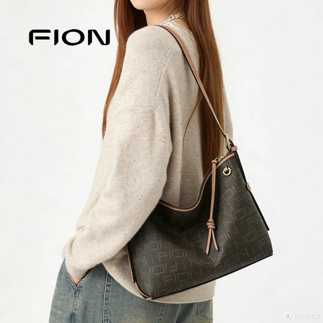 FION 菲安妮奥莱老花新款 Hobo 包|单肩斜挎大容量通勤女包