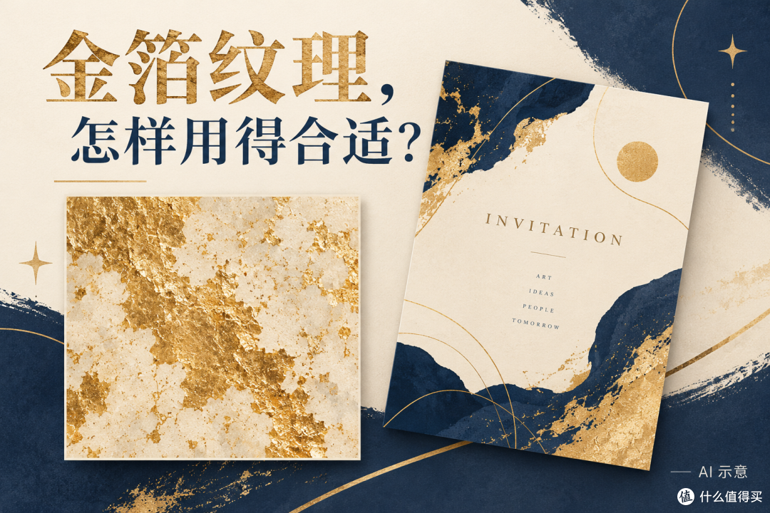 金色纹理参考与邀请卡示意