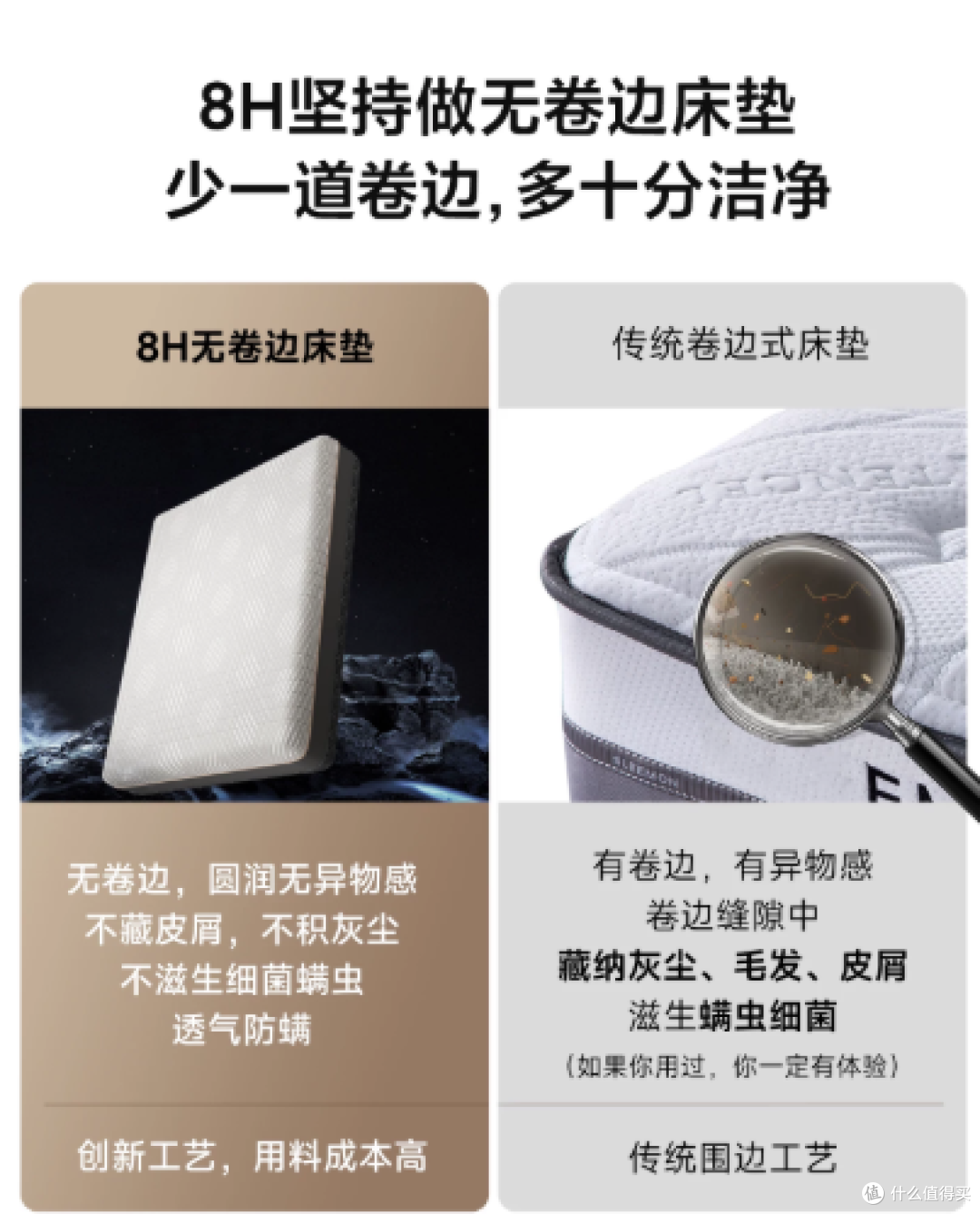 8H 白金黄麻乳胶独立袋弹簧床垫家用1.8米护腰护脊加硬加厚床垫子