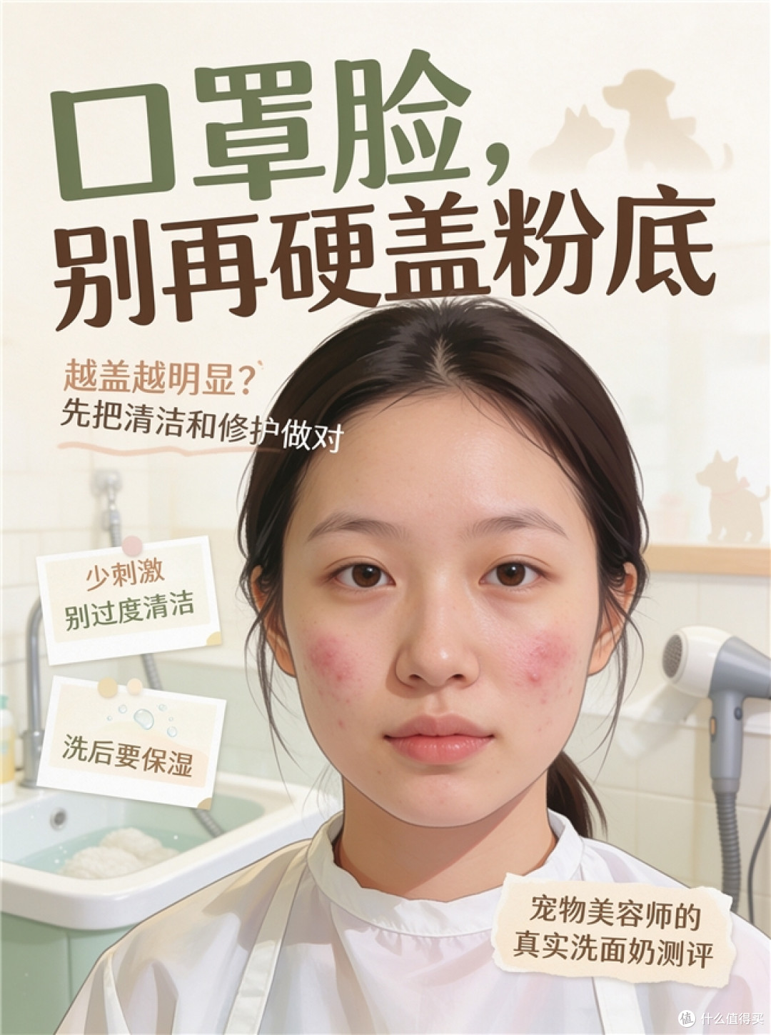 宠物美容师真实分享，每天戴口罩闷出“口罩痘”，洗面奶该怎么选