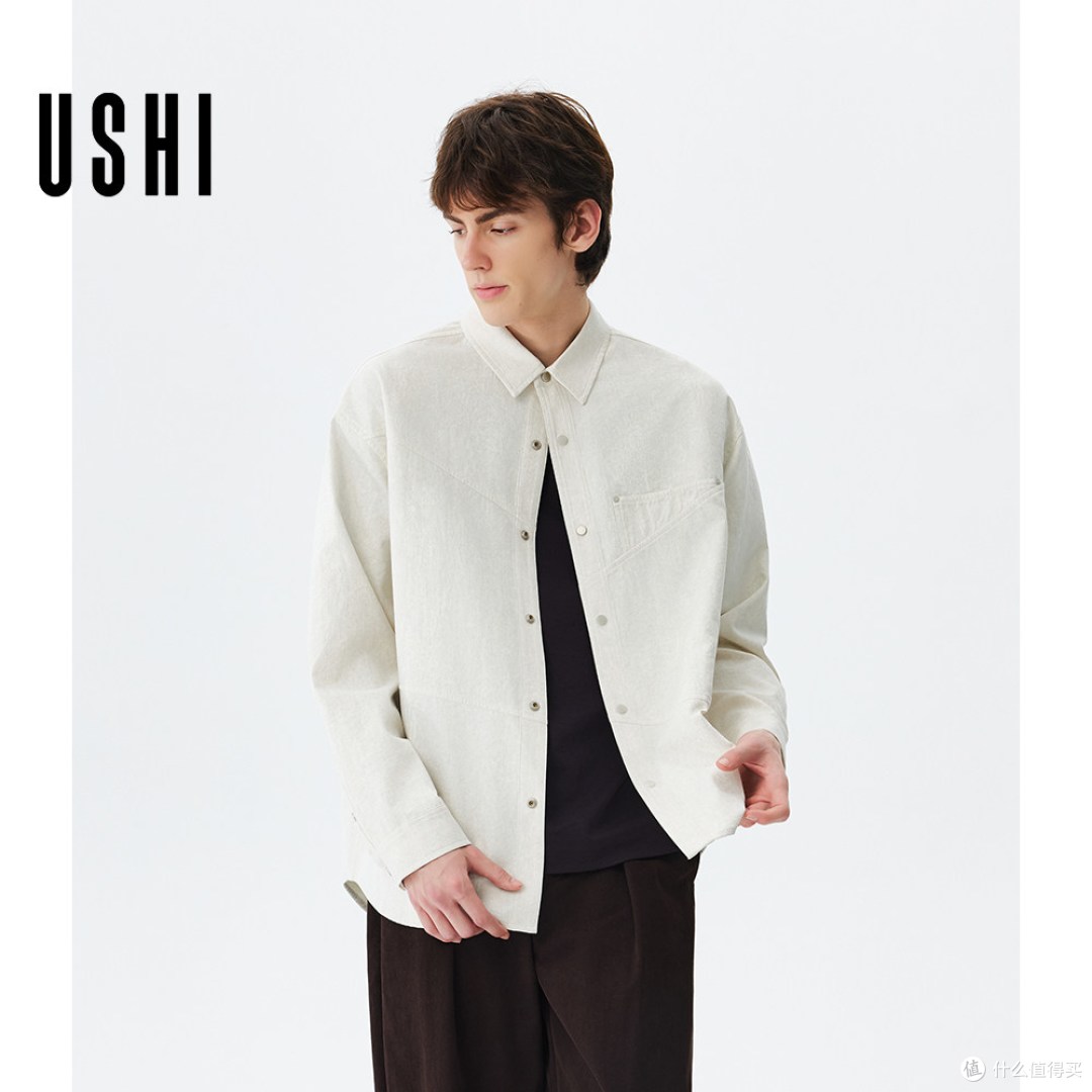 低调有质感！USHI 悠时老钱风衬衫外套，春秋百搭不挑场景