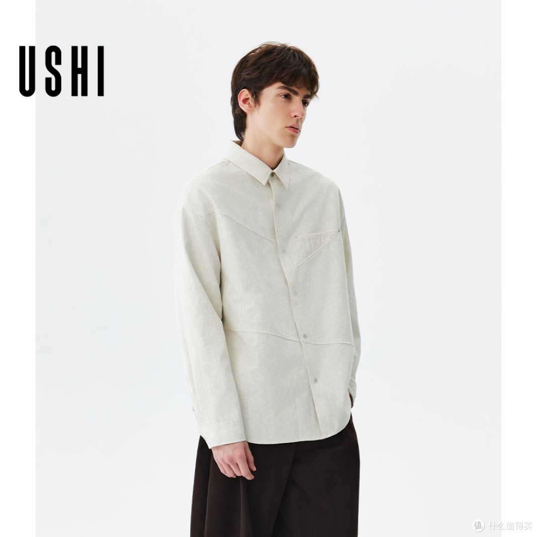 低调有质感！USHI 悠时老钱风衬衫外套，春秋百搭不挑场景