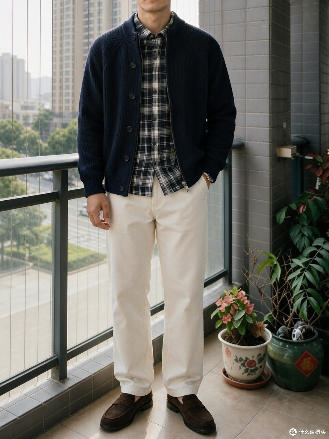 墨蓝针织开衫·上身实穿