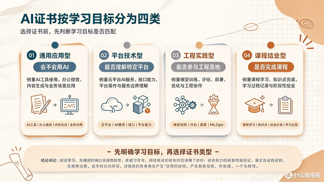 搞懂 AI 证书四大类别，分清它们考什么、能用来干什么