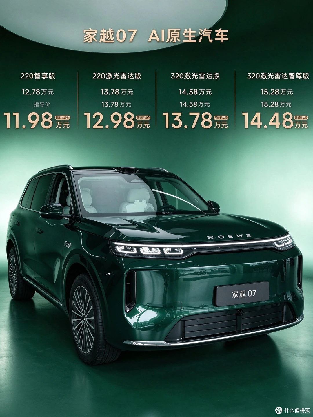 荣威家越07正式上市：12万级增程SUV，预售5.18万台，8成人选顶配