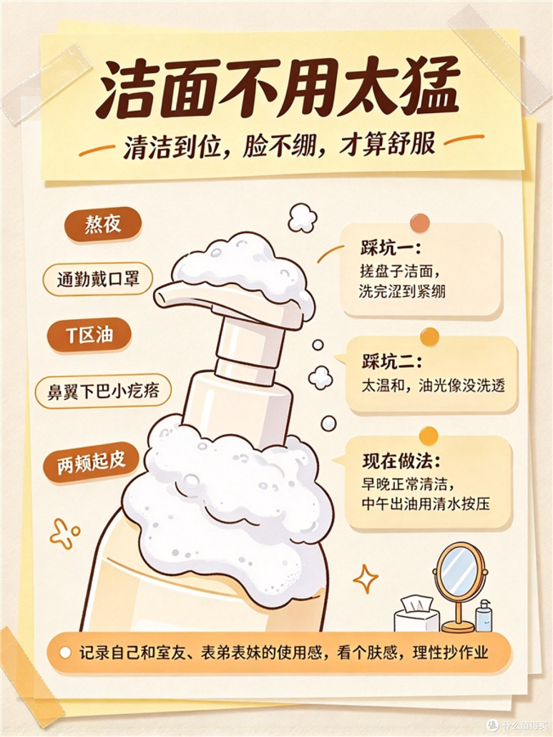 熬夜口罩脸外油内干,洗面奶别只追求搓盘子感:祛痘控油洁面笔记