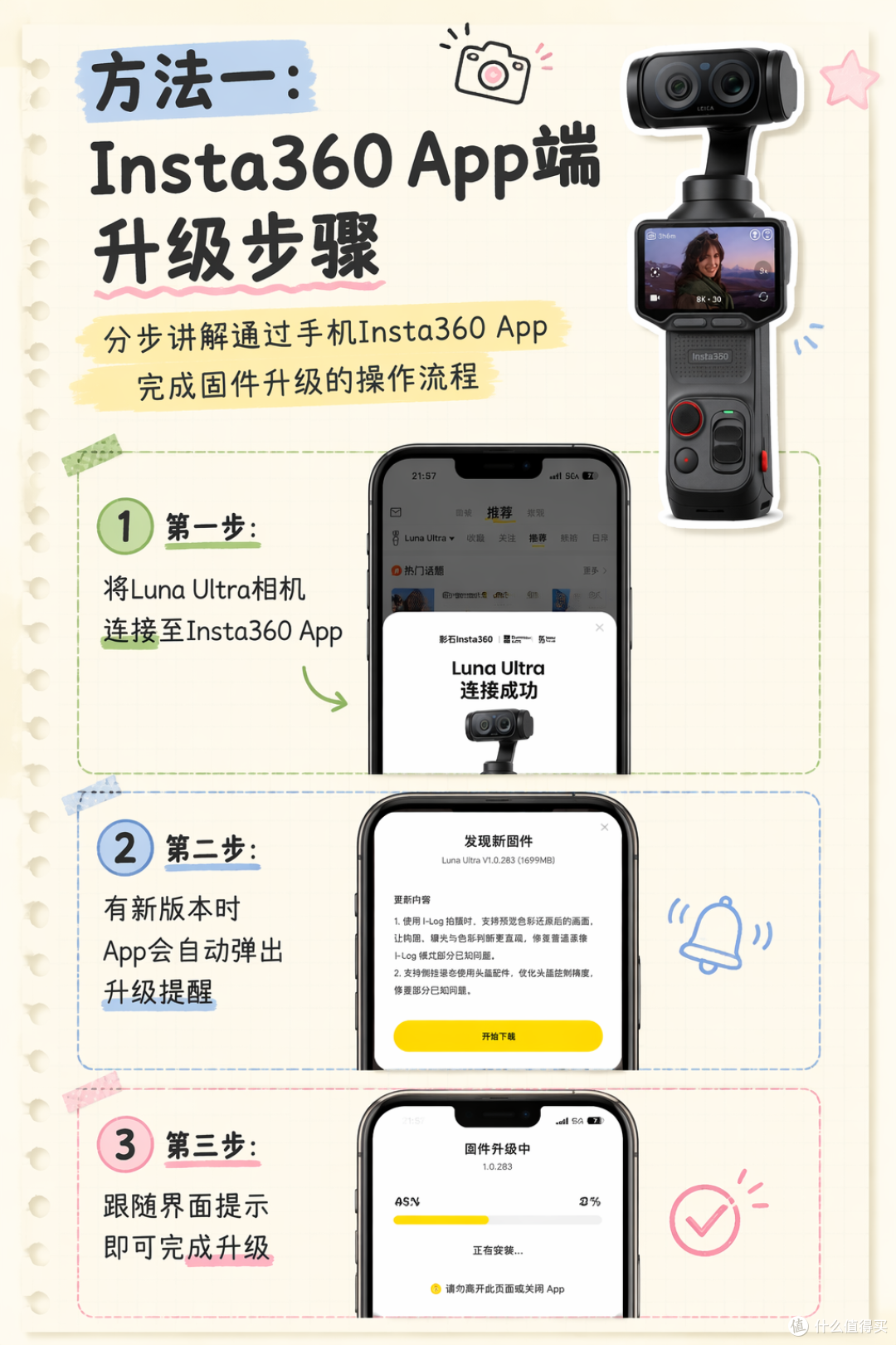 影石 Luna Ultra固件升级:App、电脑和SD卡怎么选
