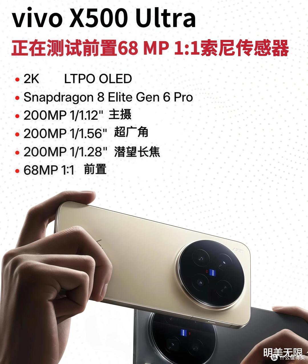 vivoX500Ultra:明年3月发布,正在测试1/1.12英寸2亿像素长焦!