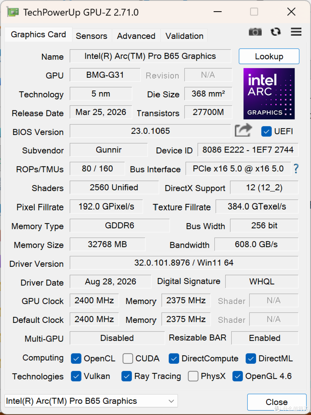 Battlemage的最后拼图——蓝戟 GUNNIR Arc Pro B65 TF 32G 评测