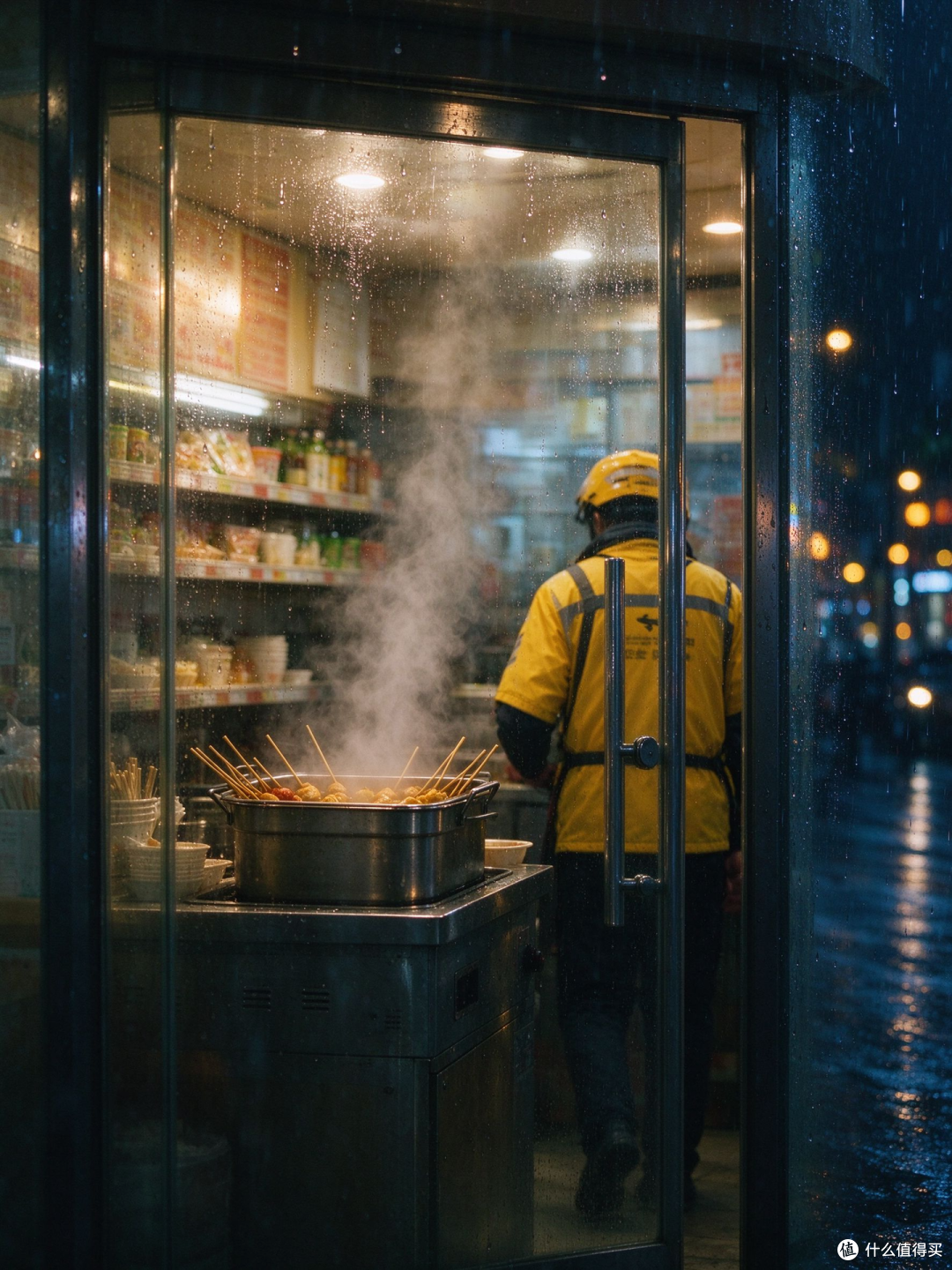 下大雨的夜里，我躲进街角那家便利店。