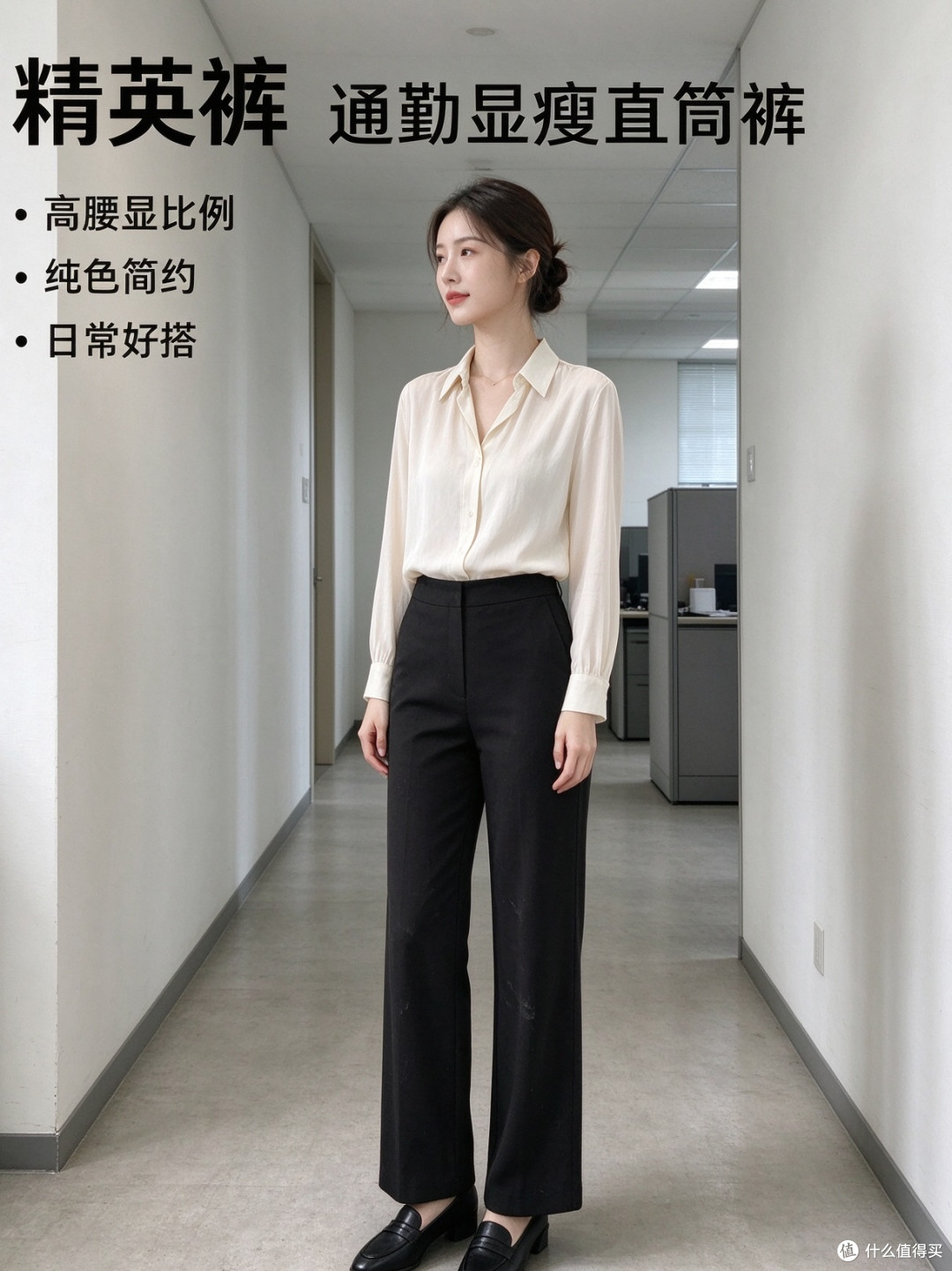 纯色简约直筒裤女士高腰显比例好搭配