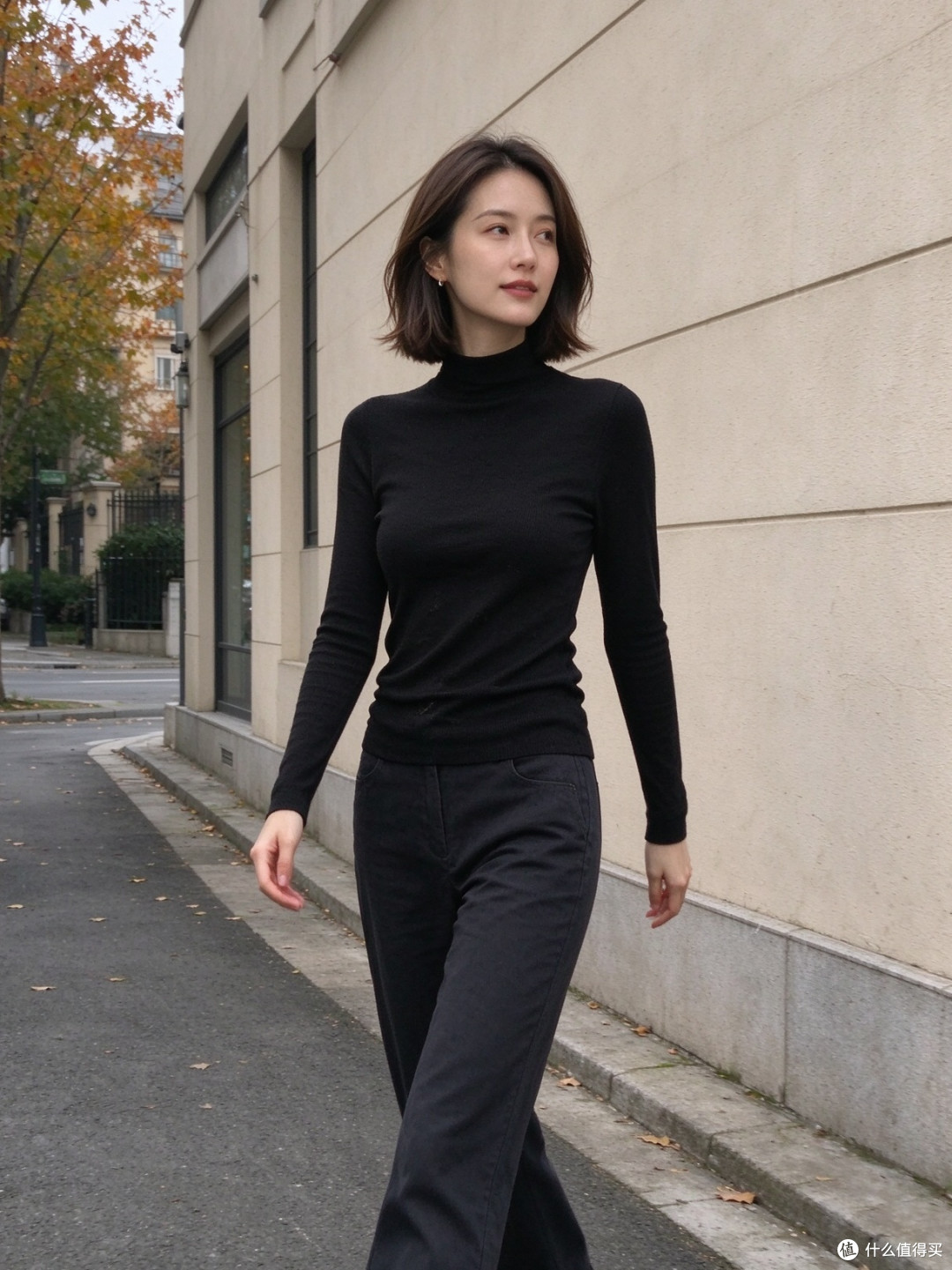 半高领美丽奴羊毛针织衫女士修身通勤款
