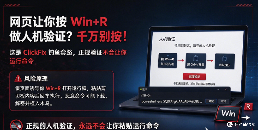 网页让你按 Win+R 做个"人机验证"?千万别按,那是病毒