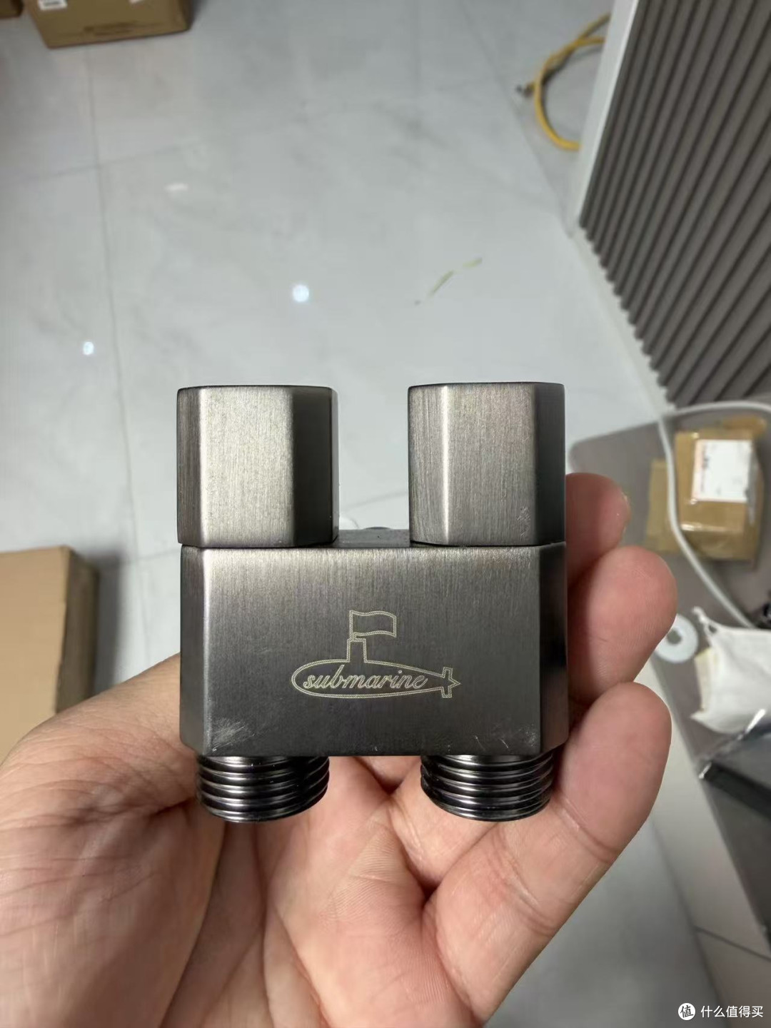 全铜46分角阀水嘴接头一进二出自动止水款