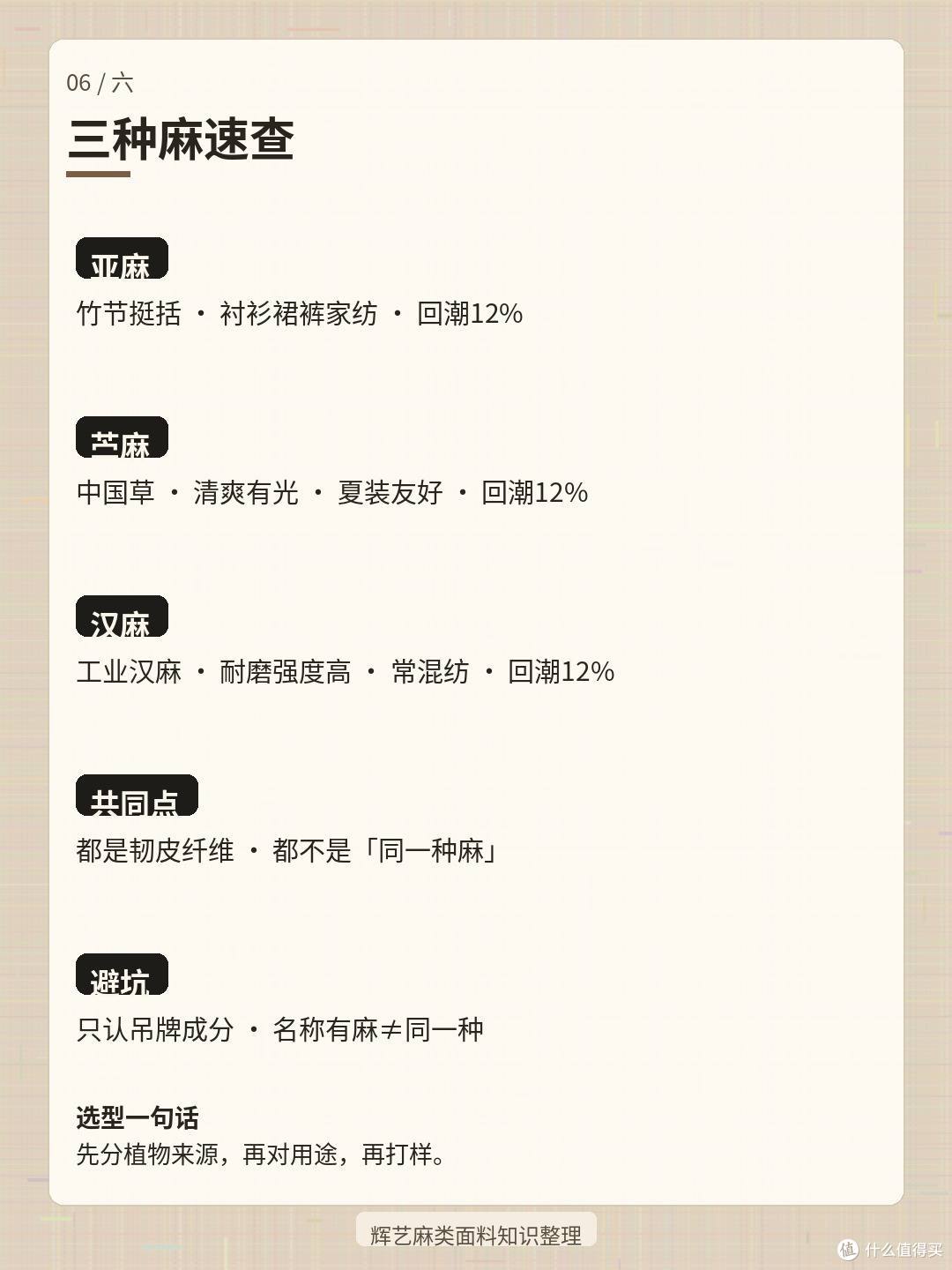 买麻料别混：亚麻苎麻汉麻三种麻对照