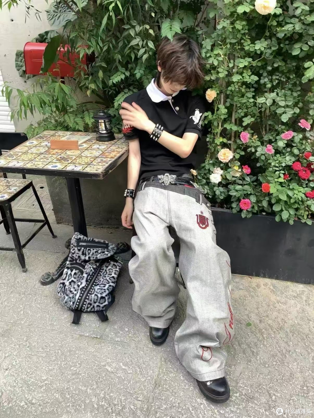 拼接赤耳牛仔裤男女微喇高街设计感小众款