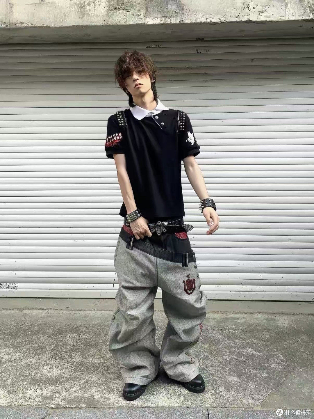 拼接赤耳牛仔裤男女微喇高街设计感小众款