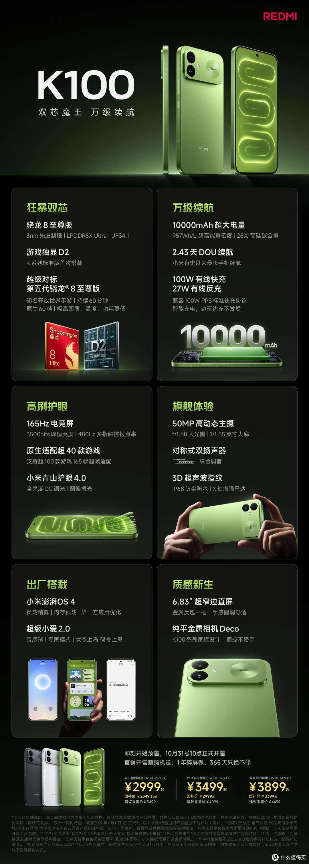 REDMI K100 全配置价格海报