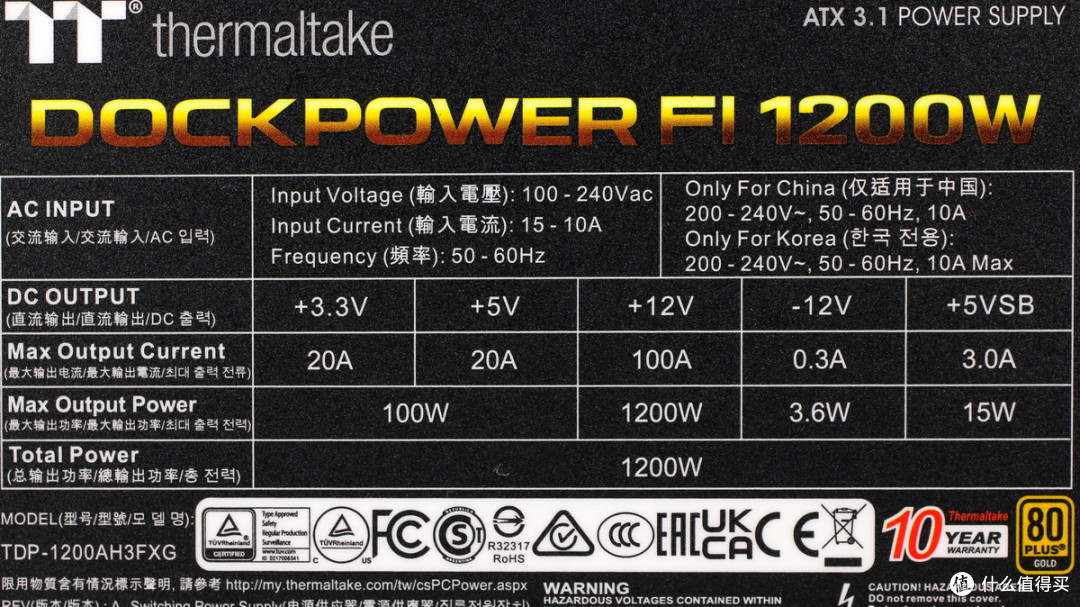 双PCIe5.1接口配置,曜越科技1200W金牌全模组碳化硅电脑电源拆解